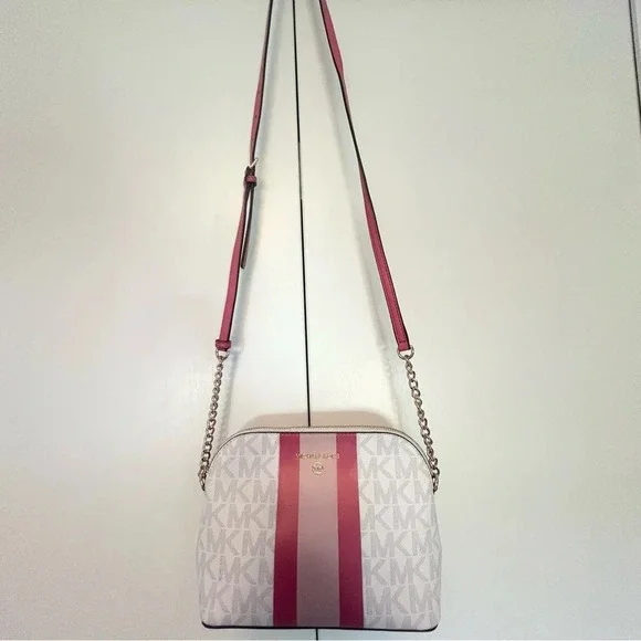 Michael Kors Cindy Striped Hibiscus Dome Crossbody Bag $198 NWT - Picture 2 of 12